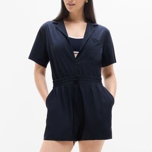 NWT Athleta Navy Avenue Romper, Size Small